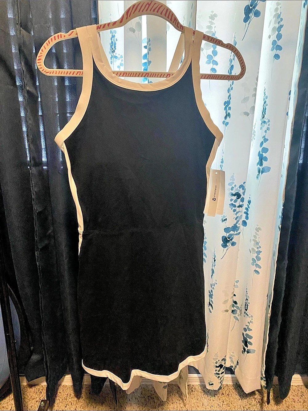 Fisoew Womens Tennis Mini Dress with Built-in Shorts Black Large